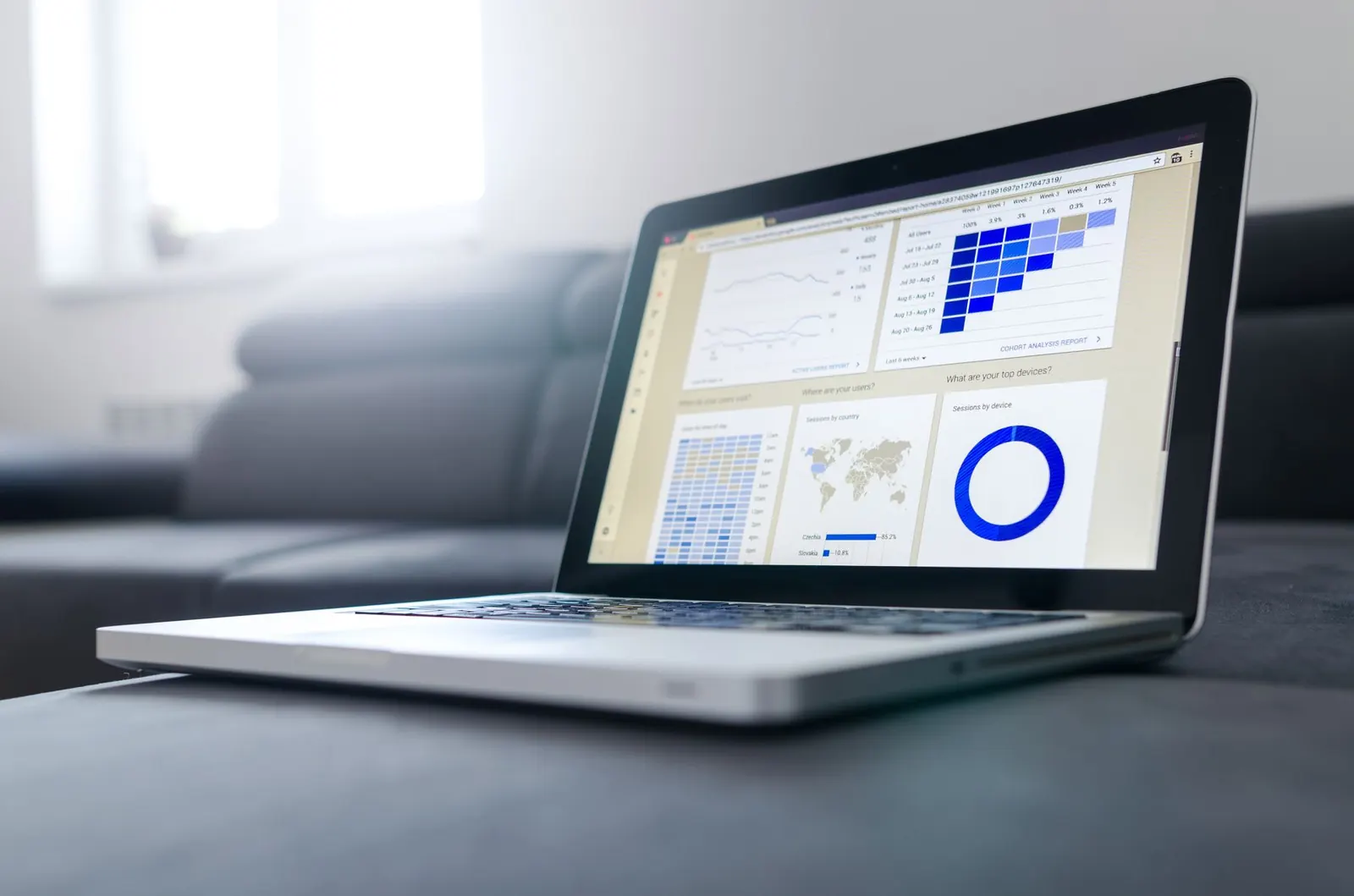 Laptop showing an analytics dashboard