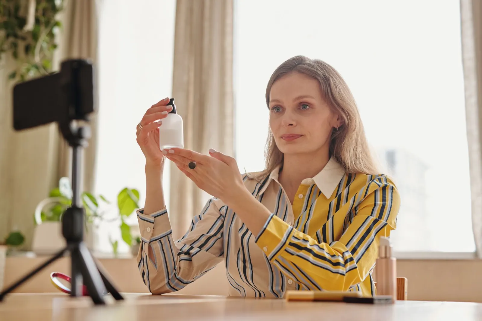 Sample image: Creator filming a product video